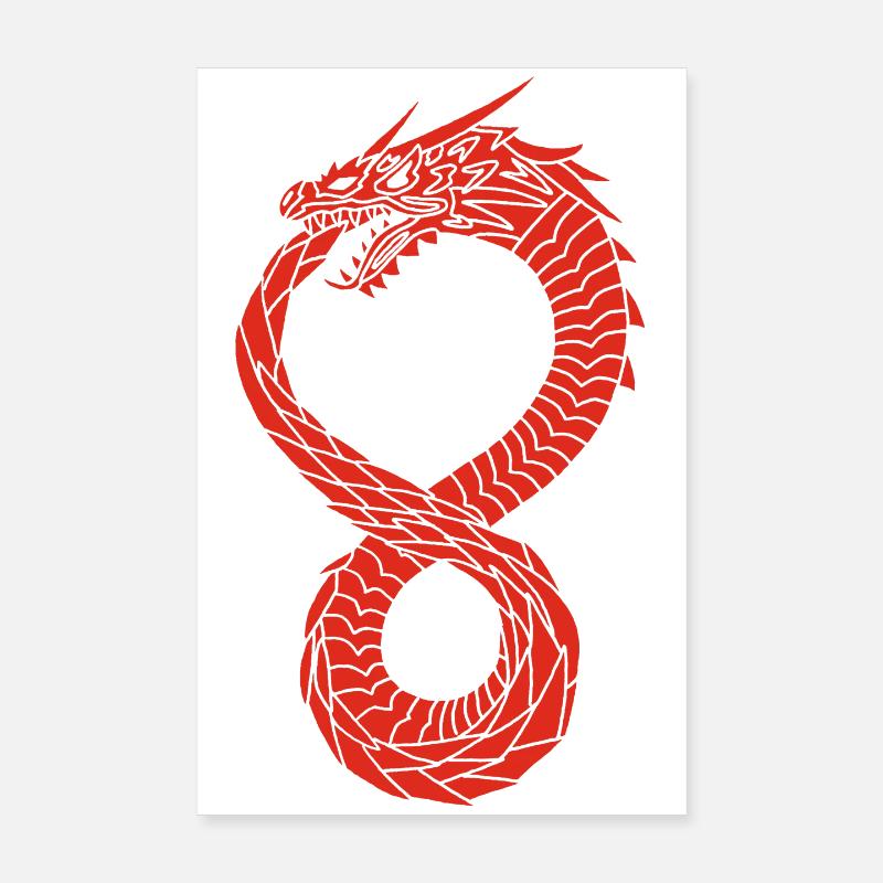Dragon infini rouge Poster 20 x 30 cm