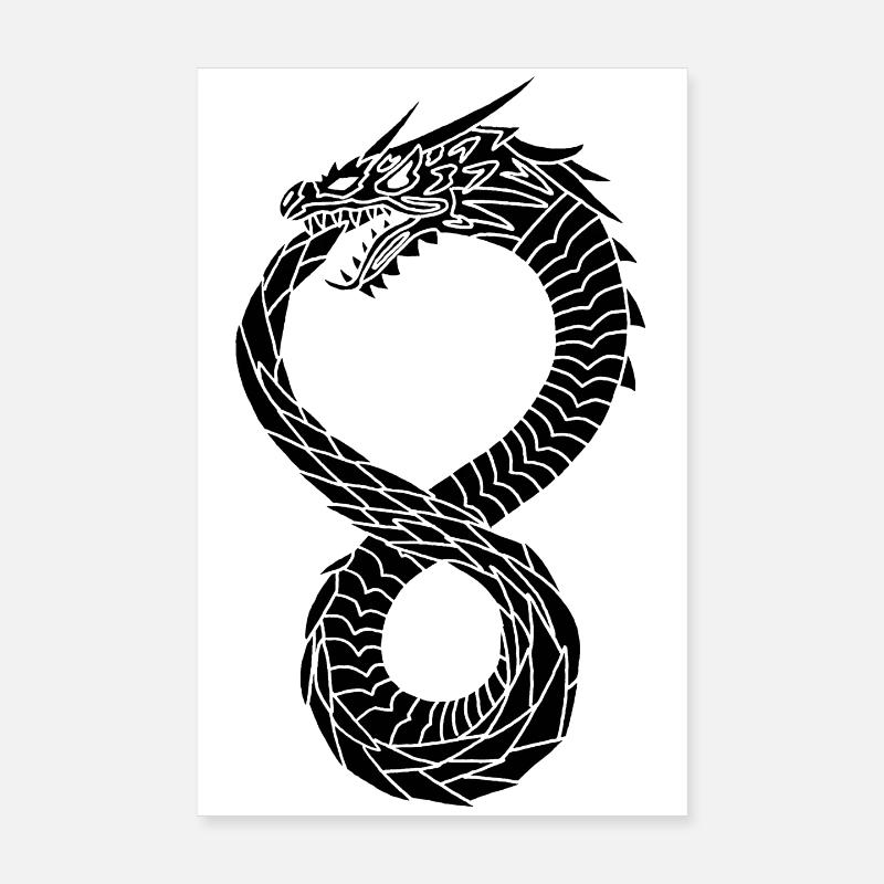 Black Infinite Dragon Poster 8" x 12" (20x30 cm)