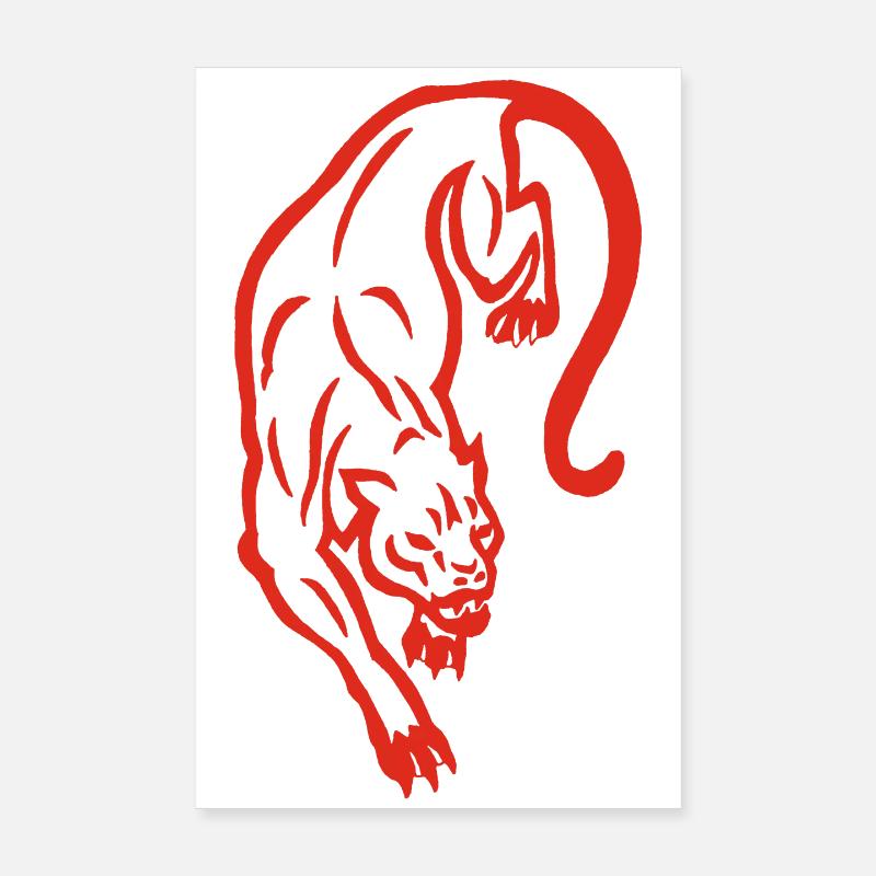 Red Panther Silhouette Poster 20x30 cm