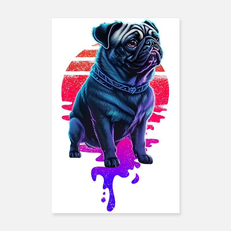 Rétro Carlin Chien Coucher de soleil Poster 20 x 30 cm
