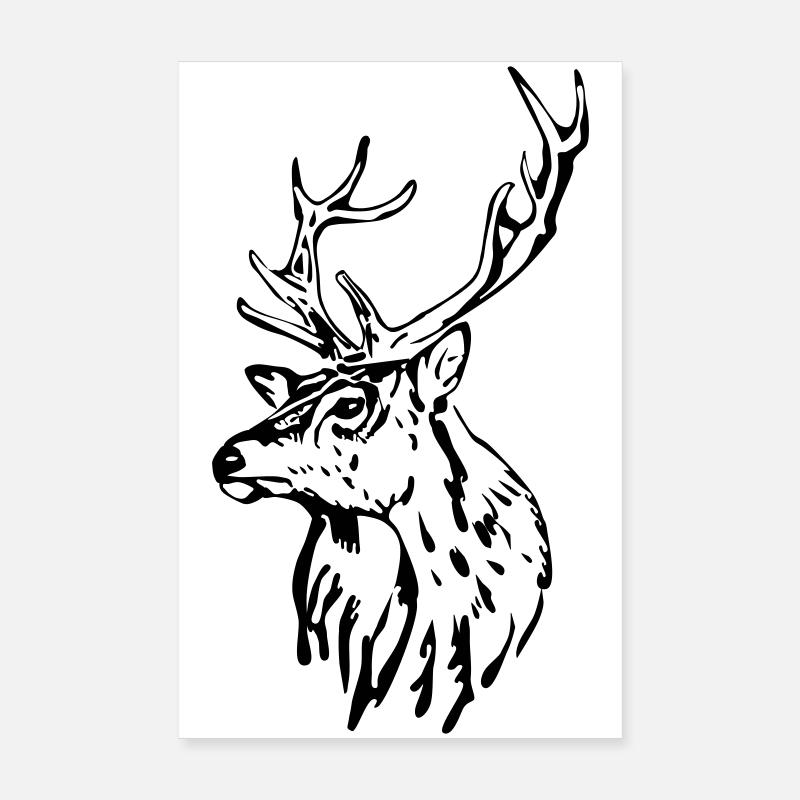 Tête de cerf [Noir] Poster 20 x 30 cm
