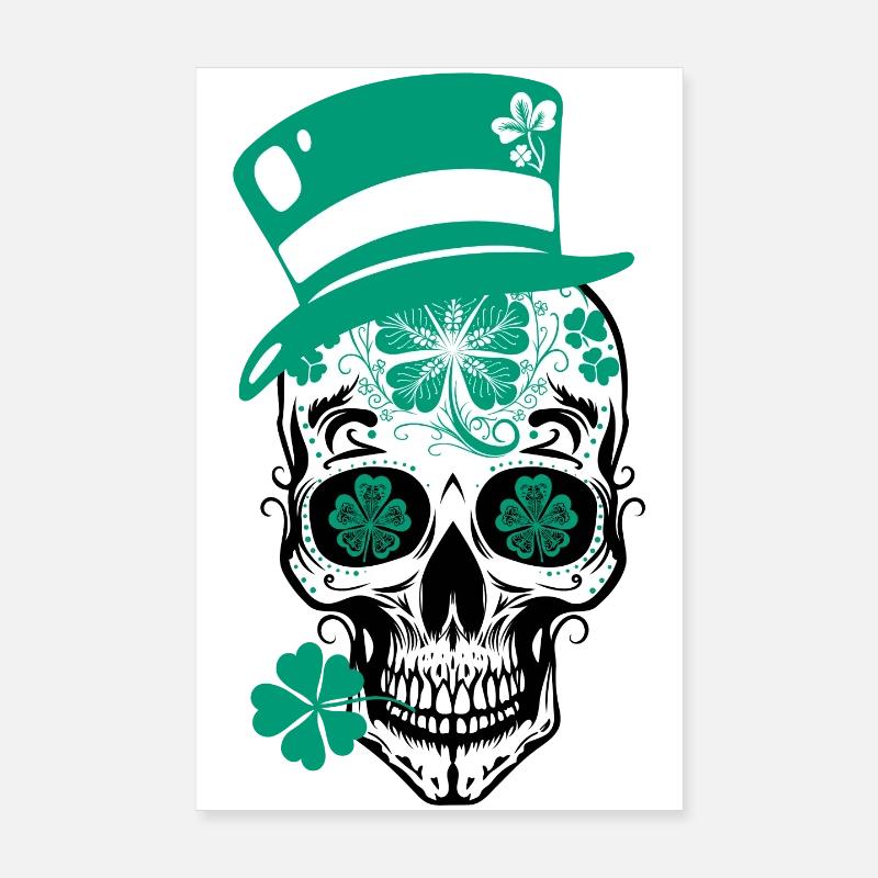 Sugar Skull St Patrick's Day Poster 8" x 12" (20x30 cm)