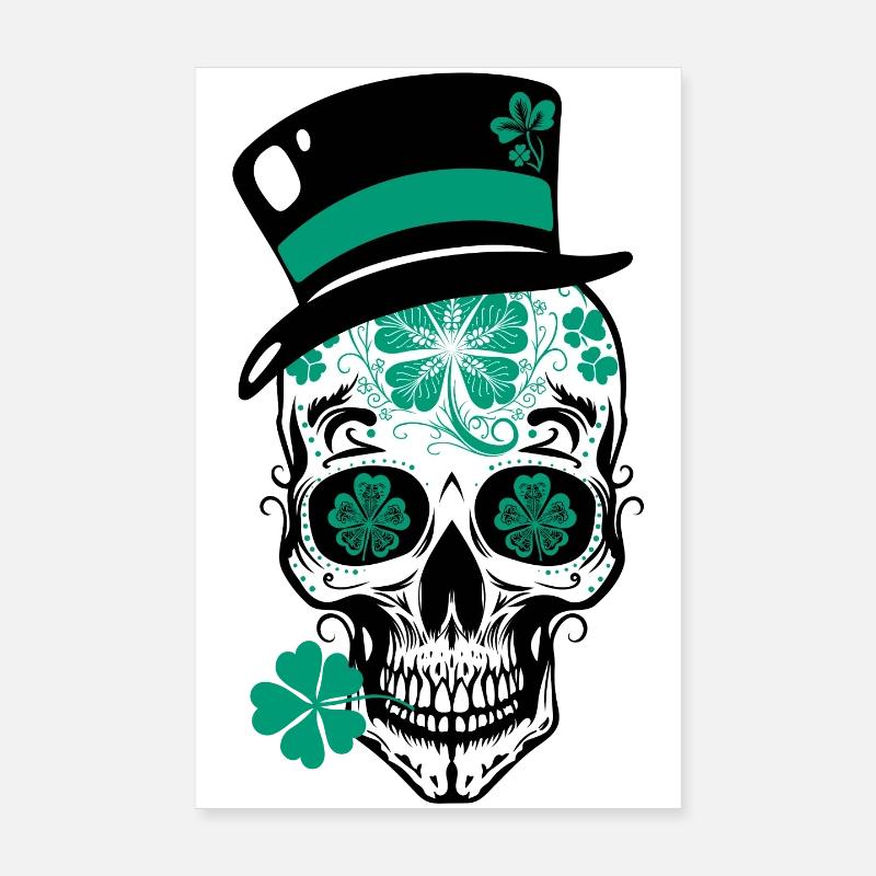 Sugar Skull St Patrick's Day Poster 8" x 12" (20x30 cm)