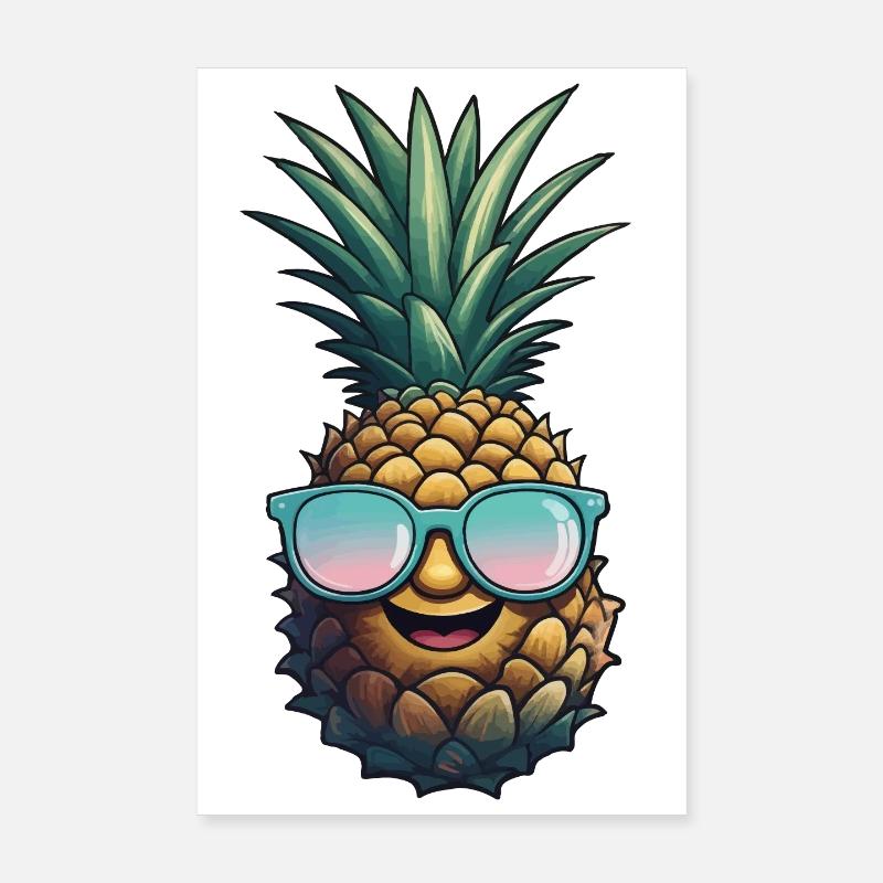 Ananas Pineapple Cool Sonnenbrille Geschenk Poster 20x30 cm