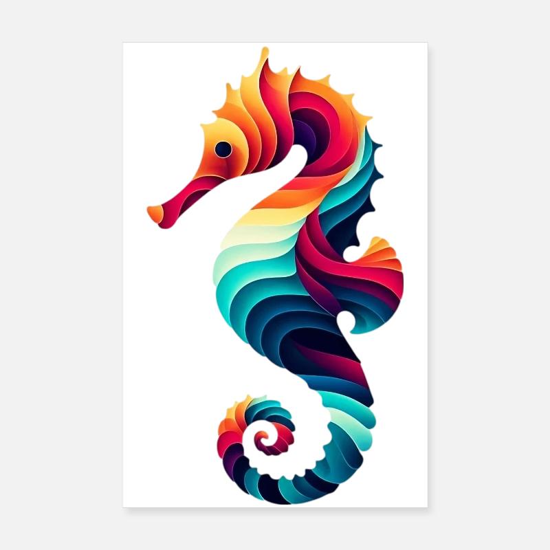 Seepferdchen - Poster 20x30 cm - Weiß
