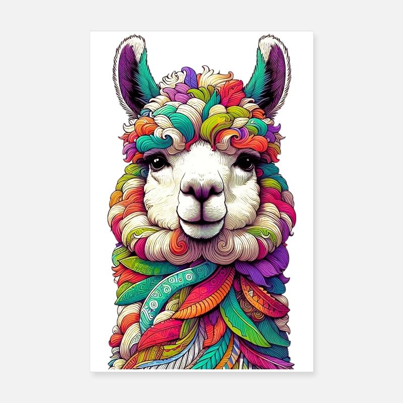 Alpaka - Poster 20x30 cm - Weiß