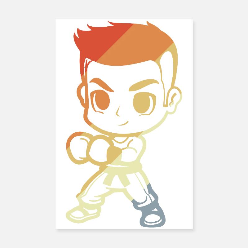 Kickboxer garçon dessin animé Poster 20 x 30 cm