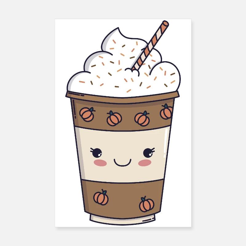 Pumpkin Spice Latte – Kawaii Fall 🍂☕ Poster 8" x 12" (20x30 cm)