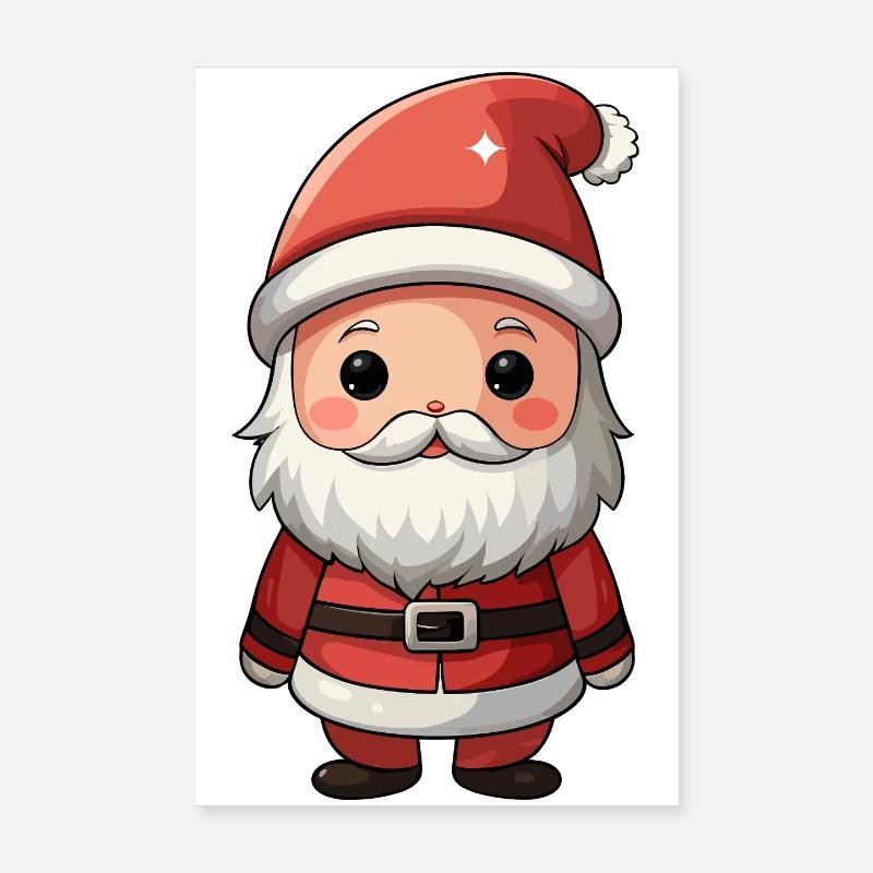 Chibi Santa Cheer Illustration Poster 8" x 12" (20x30 cm)