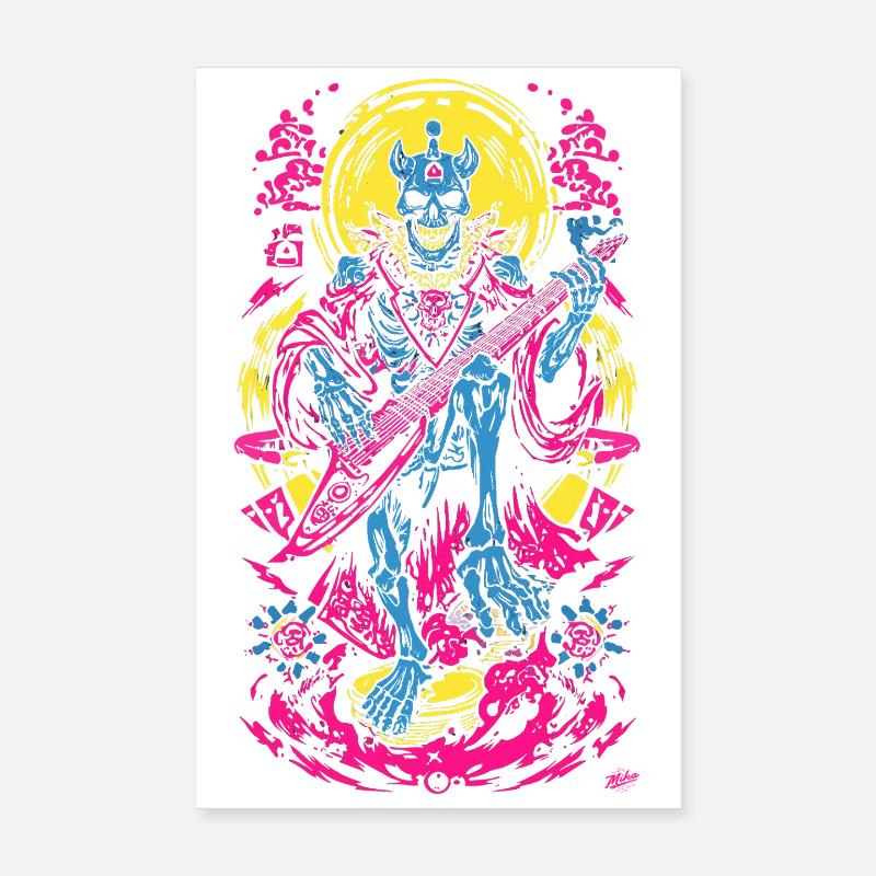 Neon Skelett Gitarrist Poster 20x30 cm