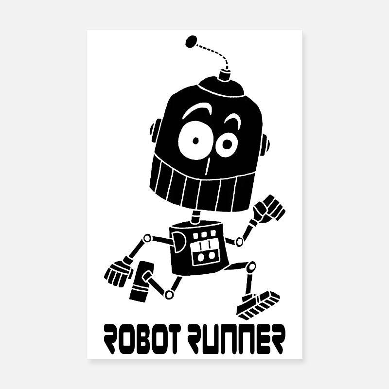 Black Running Robot Poster 8" x 12" (20x30 cm)