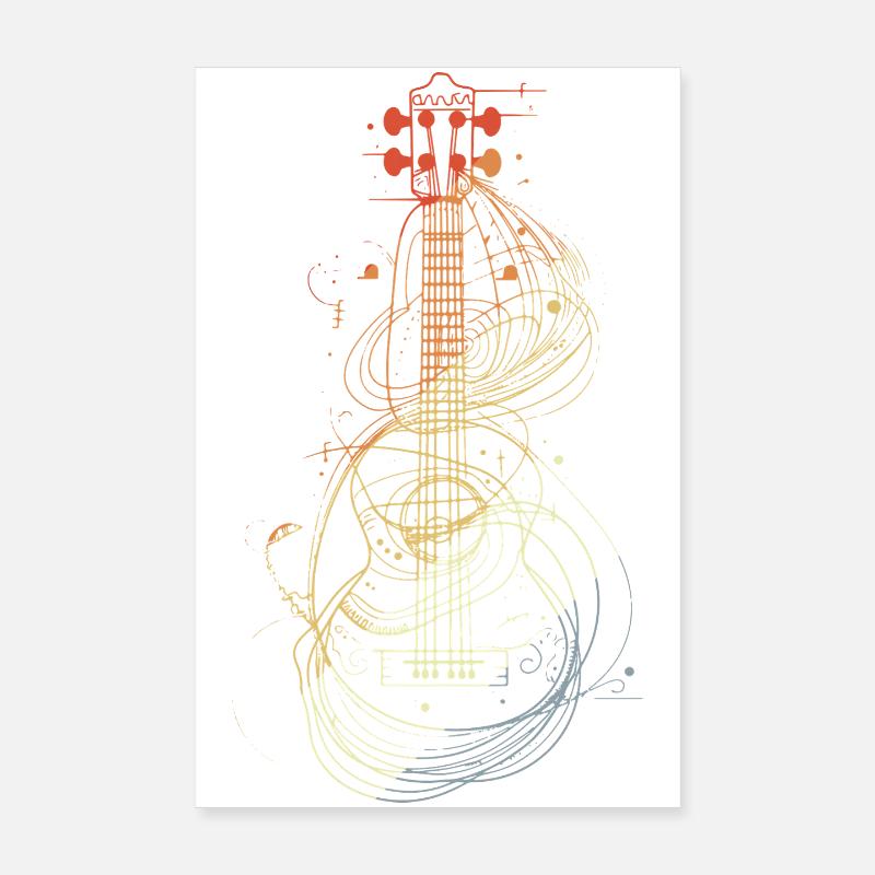 Ukulele Sketch Retro Style Poster 8" x 12" (20x30 cm)