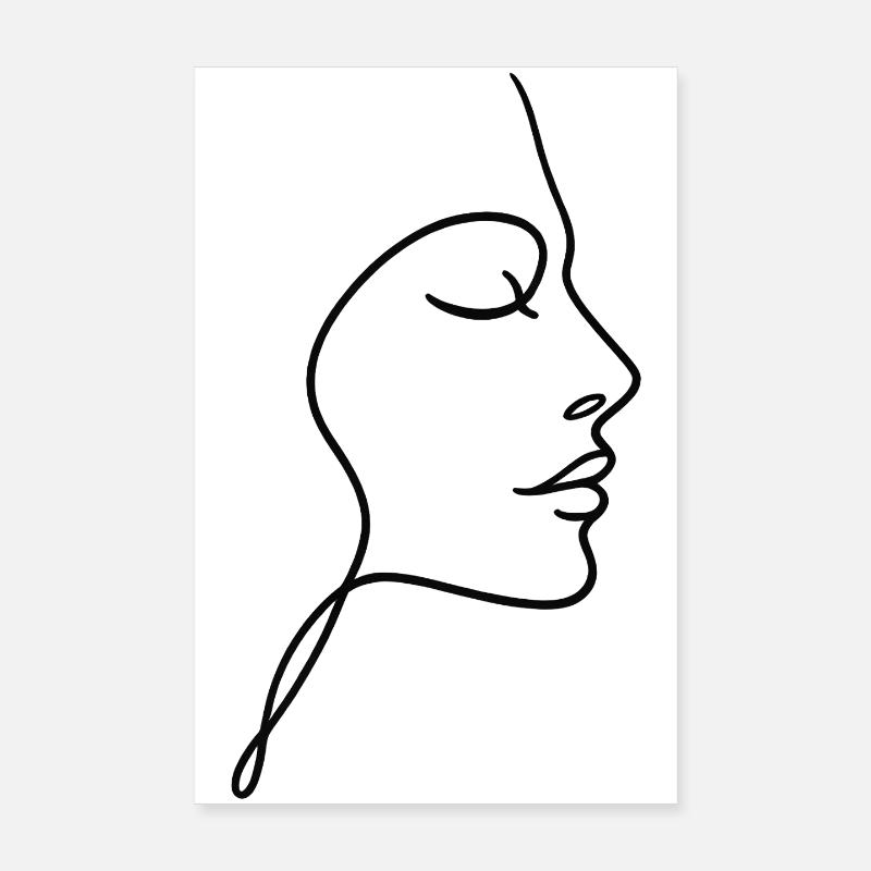 Silhouette du visage de la ligne Poster 20 x 30 cm