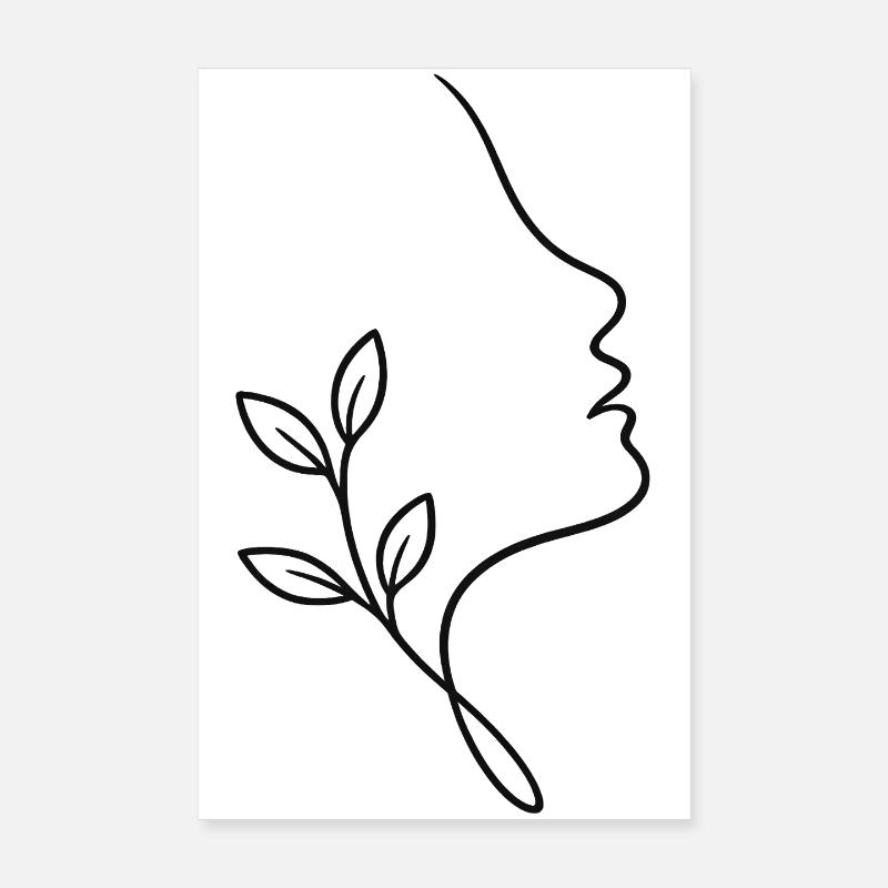 Face linéaire avec feuillage Poster 20 x 30 cm
