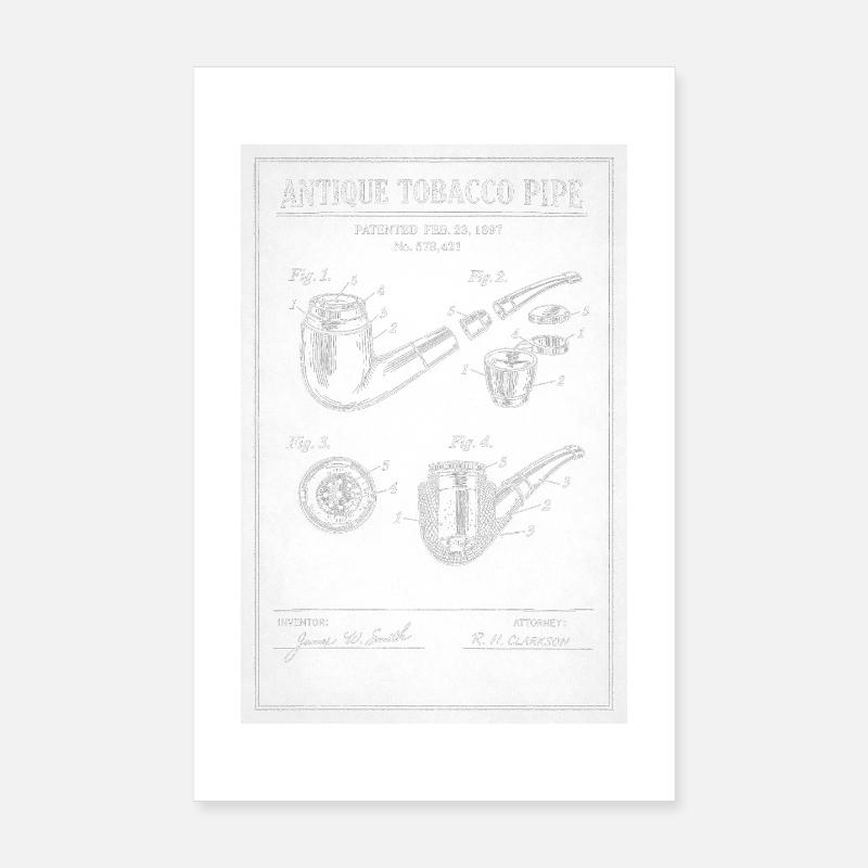 Plan de pipe à tabac ancienne Poster 20 x 30 cm