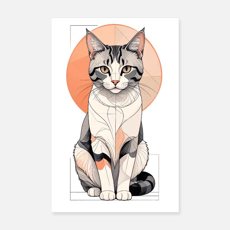 Geometric Cat Pose in Orbit Poster 8" x 12" (20x30 cm)