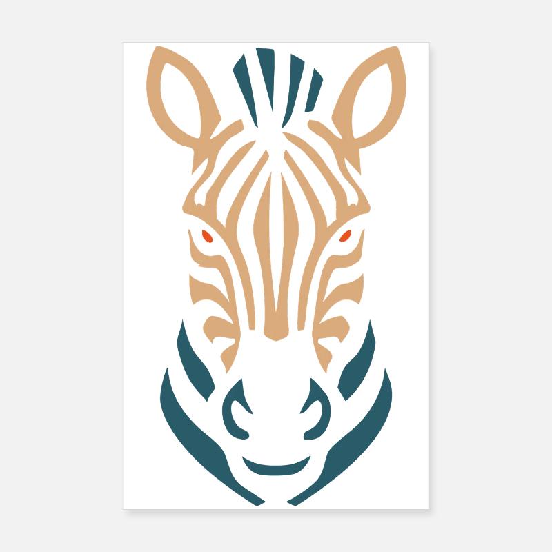 Zebra Head Neon Lines Poster 8" x 12" (20x30 cm)