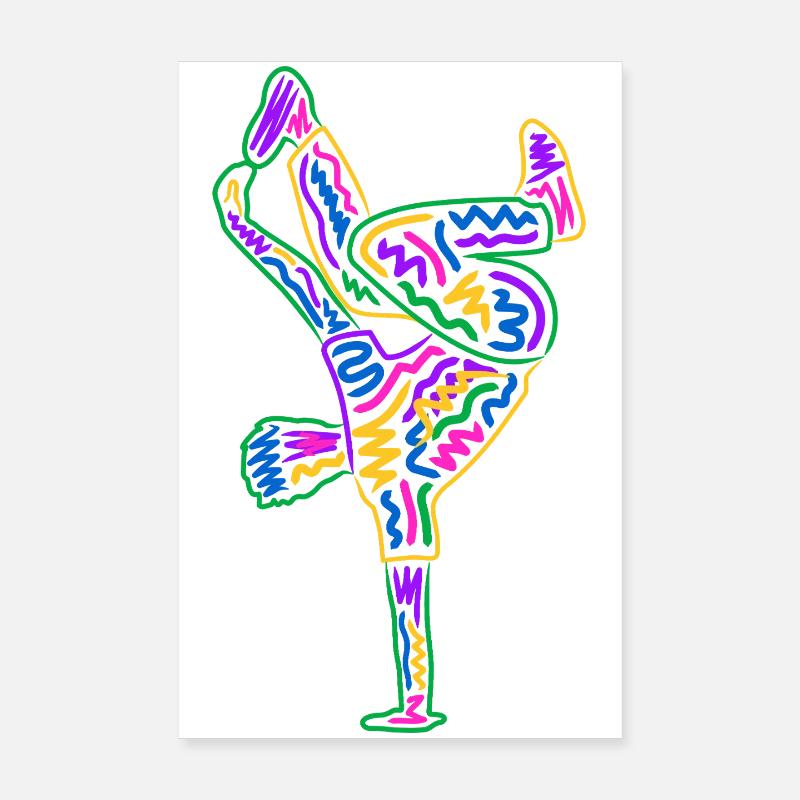 Breakdancer Breakdancer Breakdance Boys Colorés Breakdance Poster 20 x 30 cm