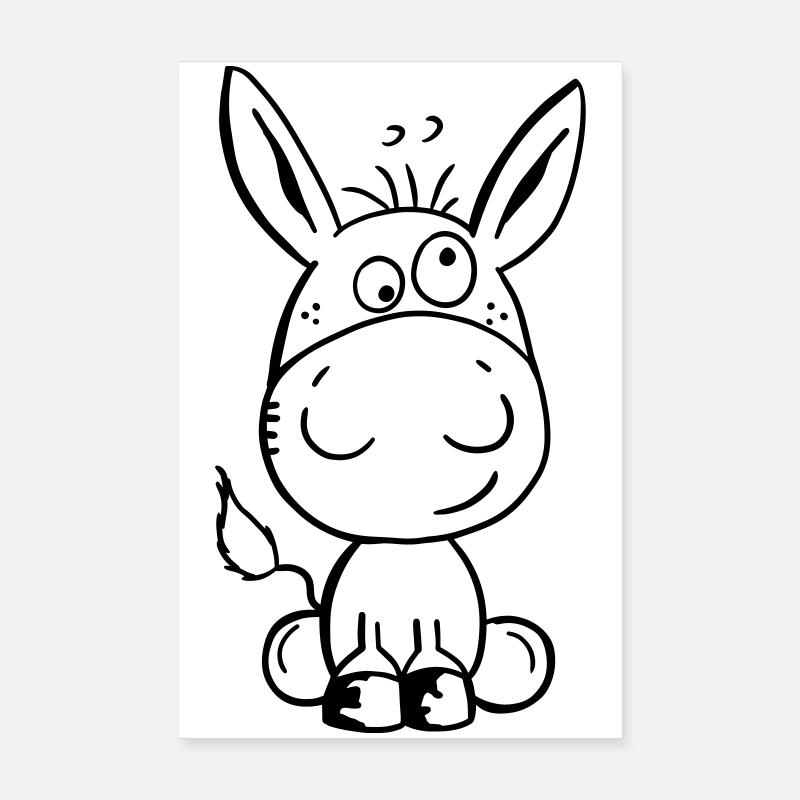 Petit âne - Bébé - Cadeau - Dessin animé Poster 20 x 30 cm