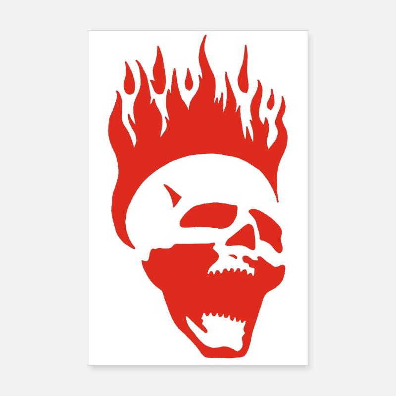 Flammender schreiender Schädel (rot) Poster 20x30 cm