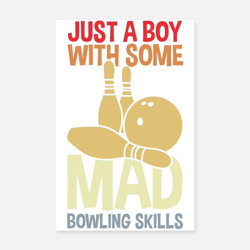Drôle de garçon de bowling Poster 20 x 30 cm