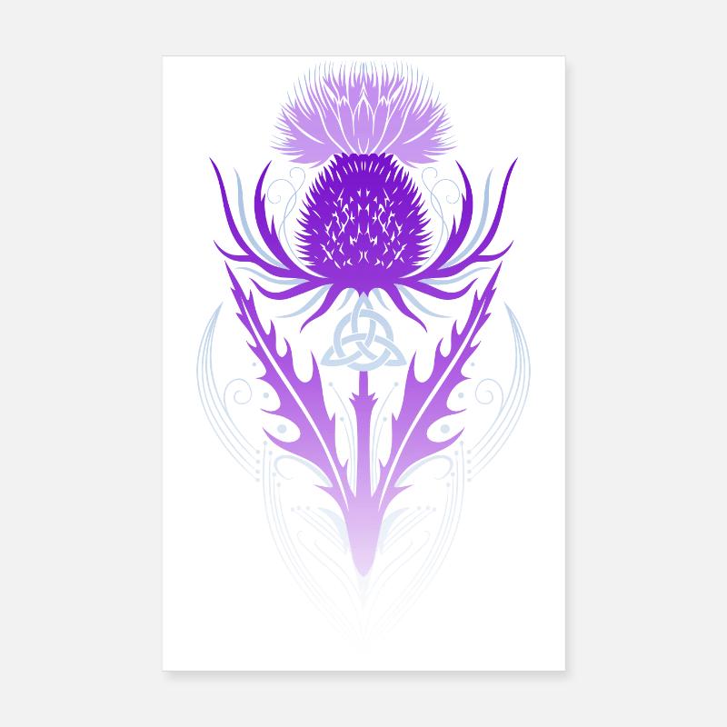 Distel mit Triquetra - Poster 20x30 cm - Weiß