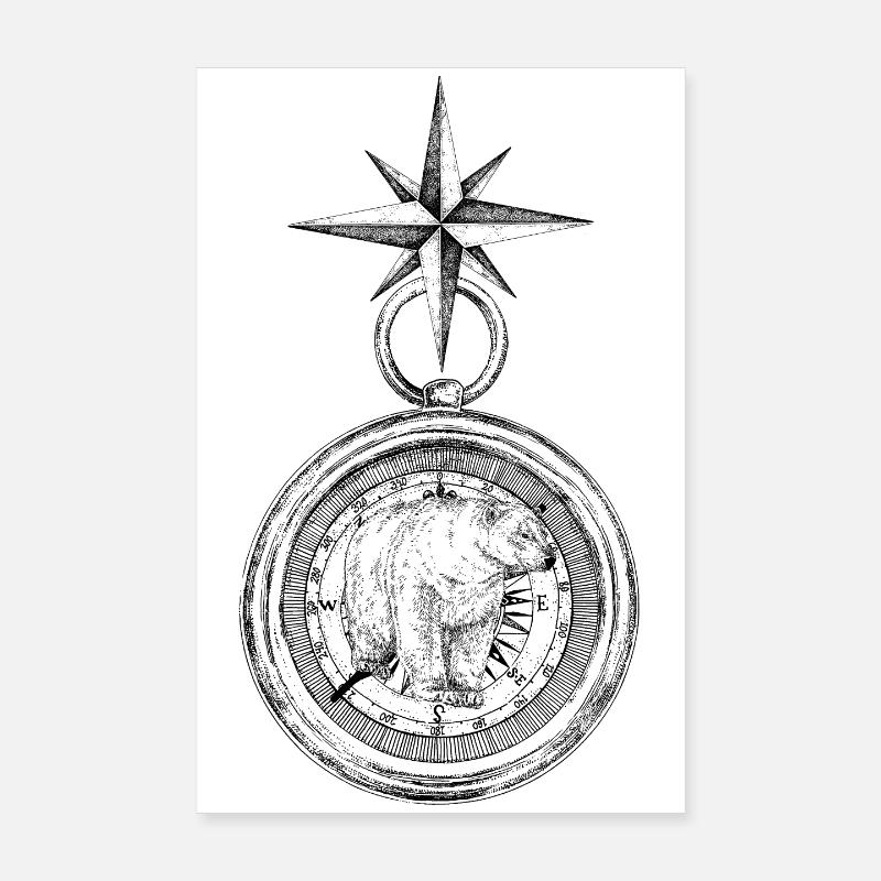 ARCTIC COMPASS - Poster 8" x 12" (20x30 cm) - white