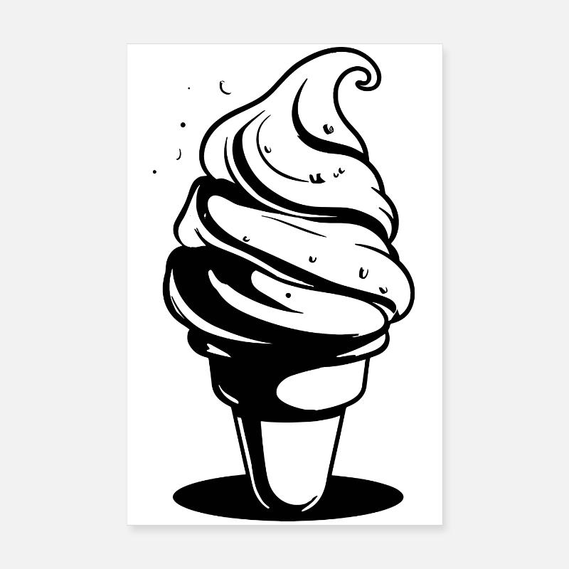Croquis de cornet de crème glacée Poster 20 x 30 cm