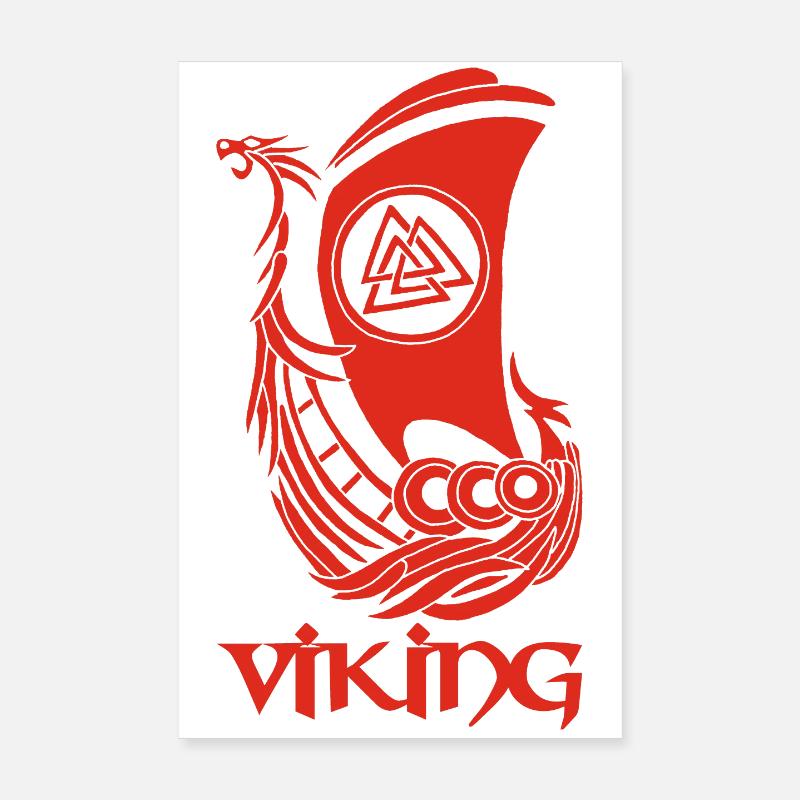 Red Viking Ship Poster 8" x 12" (20x30 cm)