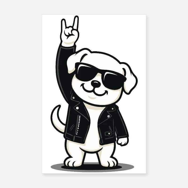 Chiot rock 'n' roll Poster 20 x 30 cm
