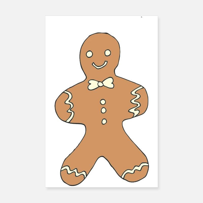 Gingerbread Man Christmas Design Poster 8" x 12" (20x30 cm)