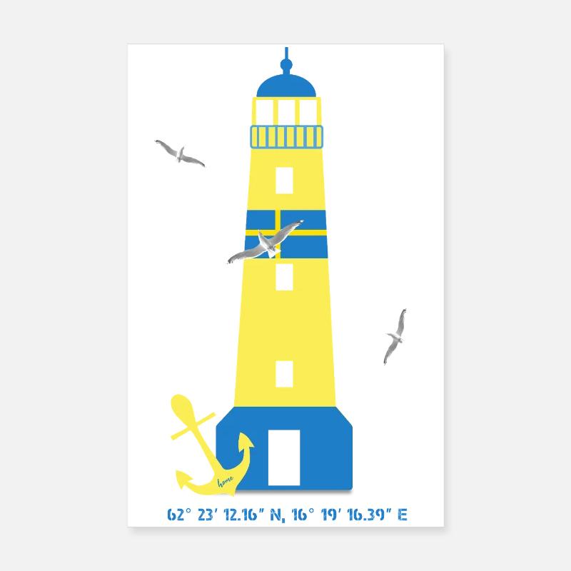 Phare avec mouettes et ancre Poster 20 x 30 cm