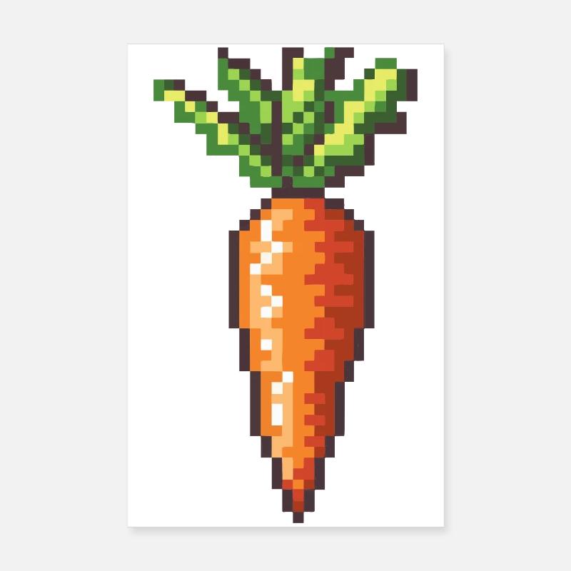 Pixel Carrot Retro Pixel Art Poster 8" x 12" (20x30 cm)
