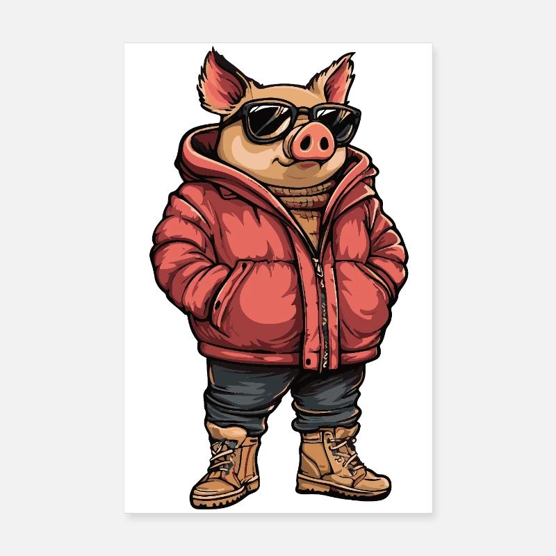 Cochon Hiver Frais Poster 20 x 30 cm