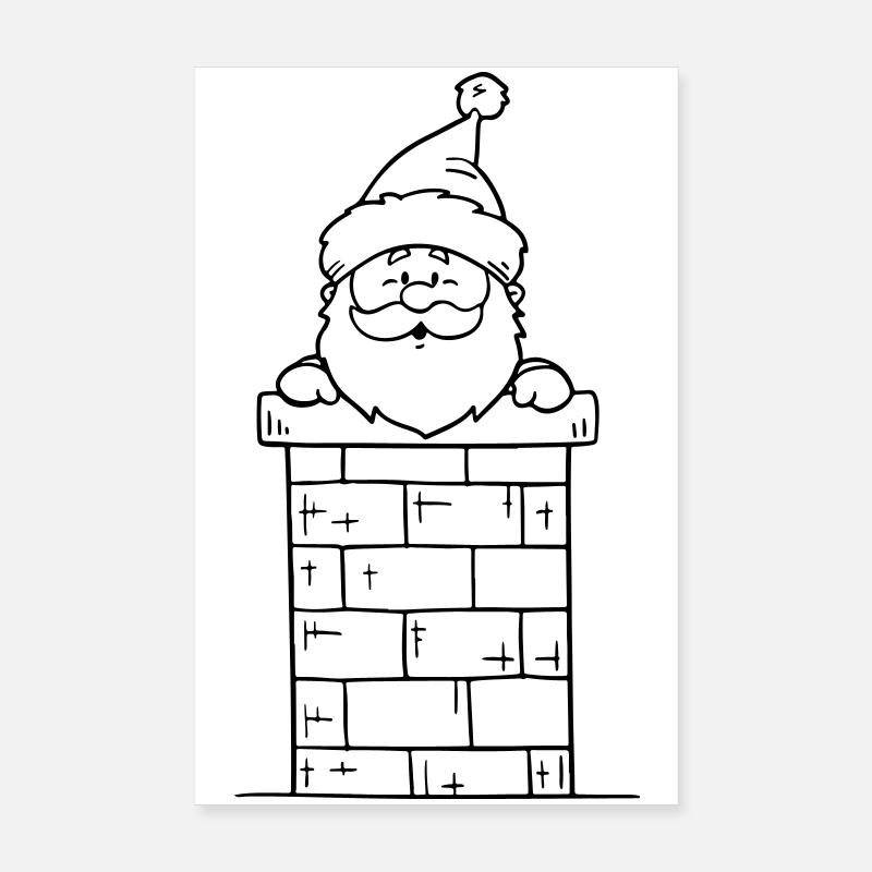 Cheminée du Père Noël Poster 20 x 30 cm