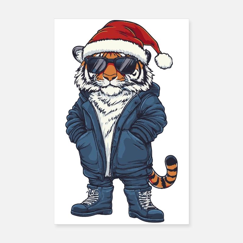 Tiger Weihnachten Winter Poster 20x30 cm