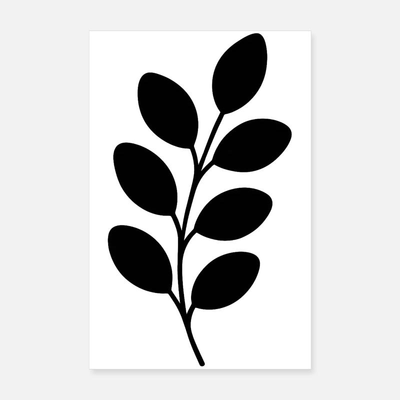 Black Silhouette Leaf Branch Poster 8" x 12" (20x30 cm)