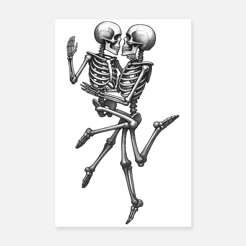 SKELETONS IN LOVE #2 - black & whitev Poster 20 x 30 cm
