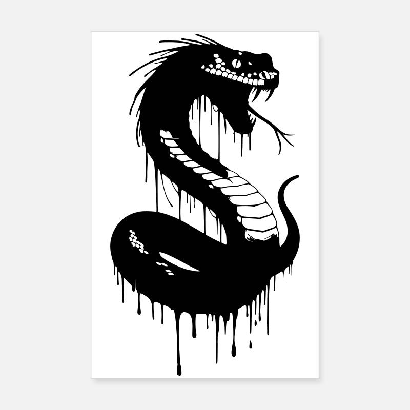 Black snake with dripping ink Poster 8" x 12" (20x30 cm)