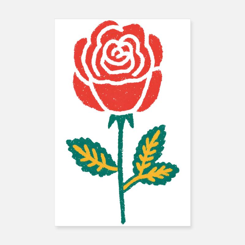 Dessin à la main de la rose rouge Poster 20 x 30 cm