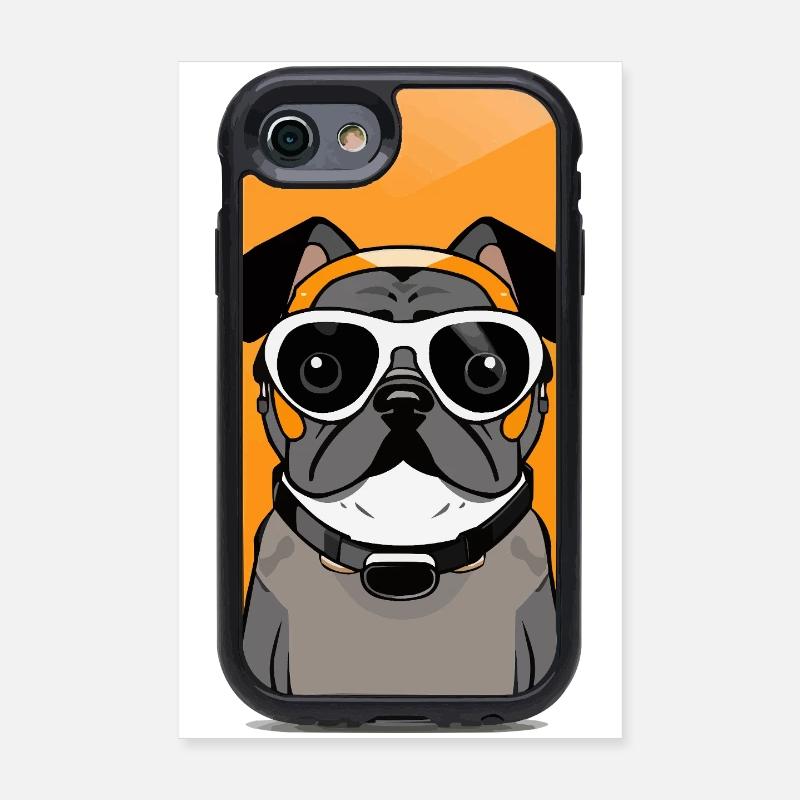 Hund im Helm und Taucherbrille Poster 20x30 cm