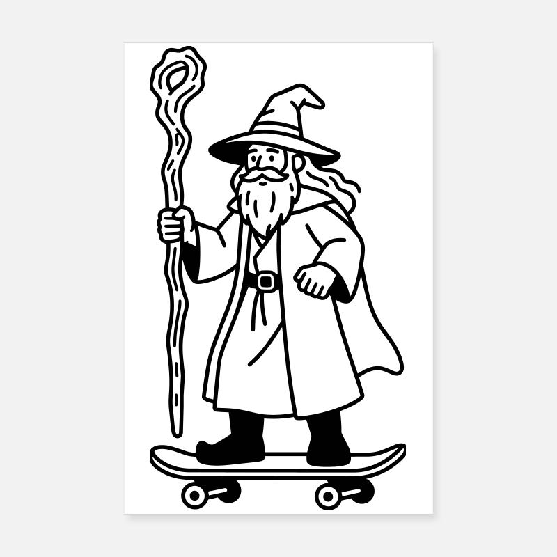 Zauberer auf Skateboard Poster 20x30 cm