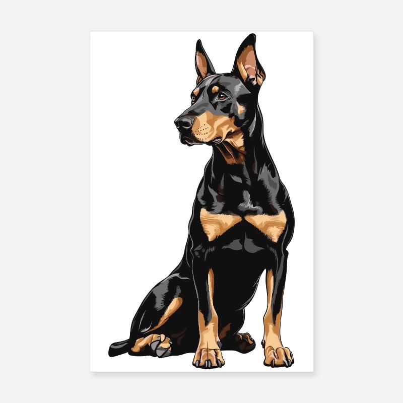 Doberman Portrait Poster 20 x 30 cm