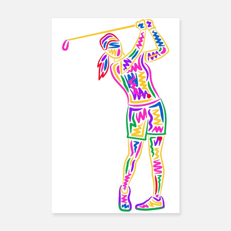 Golfeuse Golfeuse Femmes Colorées Enfants Filles Golfeuses Poster 20 x 30 cm