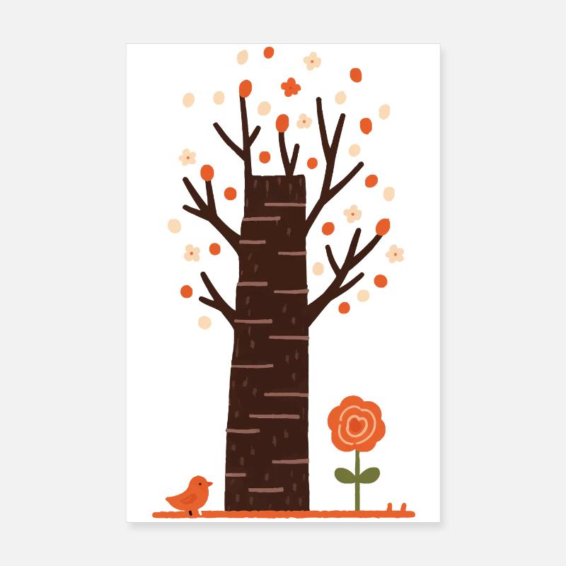 Whimsical Blossom Tree with Bird Poster 8" x 12" (20x30 cm)