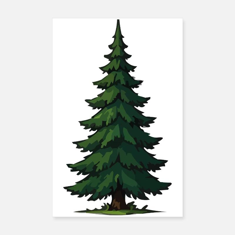 Silhouette de pin Forêt Design Poster 20 x 30 cm
