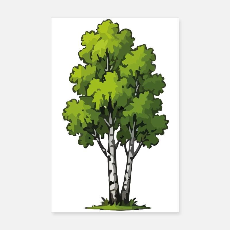 Illustration de la forêt de bouleaux Poster 20 x 30 cm