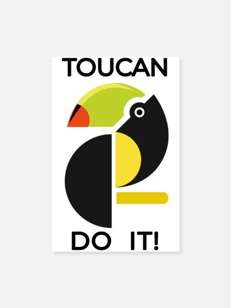 Abstrakter Tukan TOUCAN DO IT - Poster 20x30 cm - Weiß - Vorne