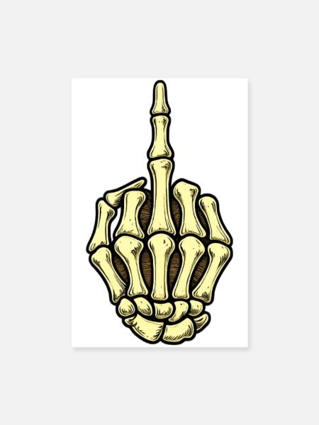 Skeletthand Mittelfinger - Poster 20x30 cm - Weiß - Vorne