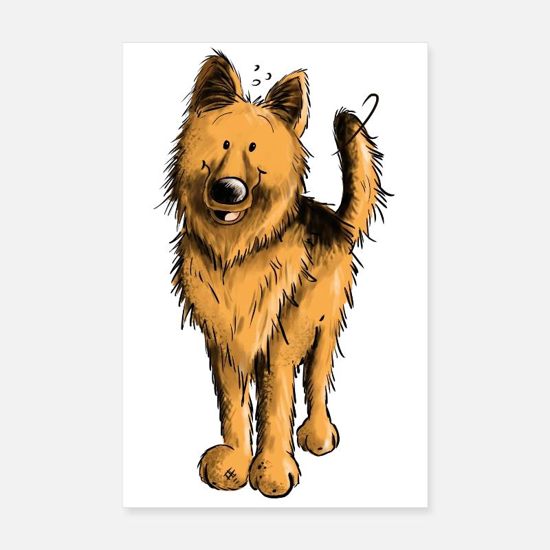 Lustiger Deutscher Schäferhund DSH Hund Comic Poster 20x30 cm